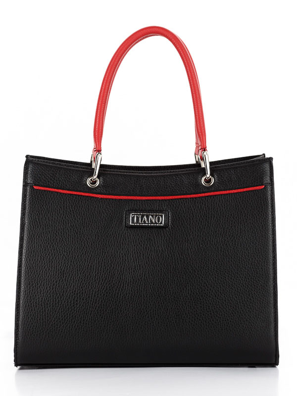 Tiano Collection Handbag Roma Saddler Color Black and Red Front