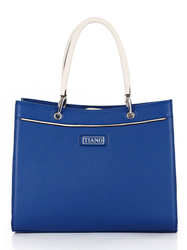 Tiano Collection Handbag Roma Saddler Color Bluette and Beige Front